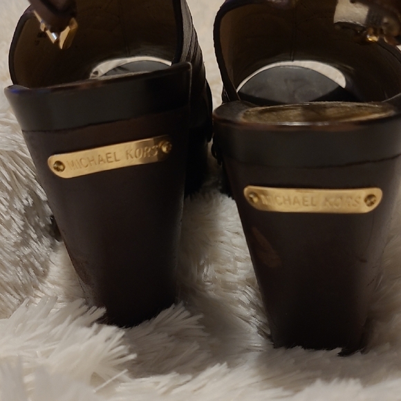 Michael Kors Chocolate Brown Wedges with Gold Accents - Picture 4 of 7